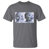 Funny Double Trouble Tuff Baby Meme T Shirt Viral AI Niche Baby Holding Laugh Duo Reaction - Wonder Print Shop