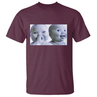 Funny Double Trouble Tuff Baby Meme T Shirt Viral AI Niche Baby Holding Laugh Duo Reaction - Wonder Print Shop