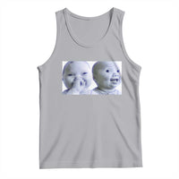 Funny Double Trouble Tuff Baby Meme Tank Top Viral AI Niche Baby Holding Laugh Duo Reaction - Wonder Print Shop