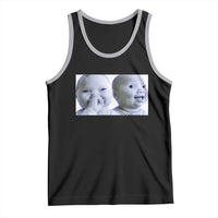 Funny Double Trouble Tuff Baby Meme Tank Top Viral AI Niche Baby Holding Laugh Duo Reaction - Wonder Print Shop