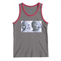 Funny Double Trouble Tuff Baby Meme Tank Top Viral AI Niche Baby Holding Laugh Duo Reaction - Wonder Print Shop