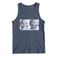 Funny Double Trouble Tuff Baby Meme Tank Top Viral AI Niche Baby Holding Laugh Duo Reaction - Wonder Print Shop