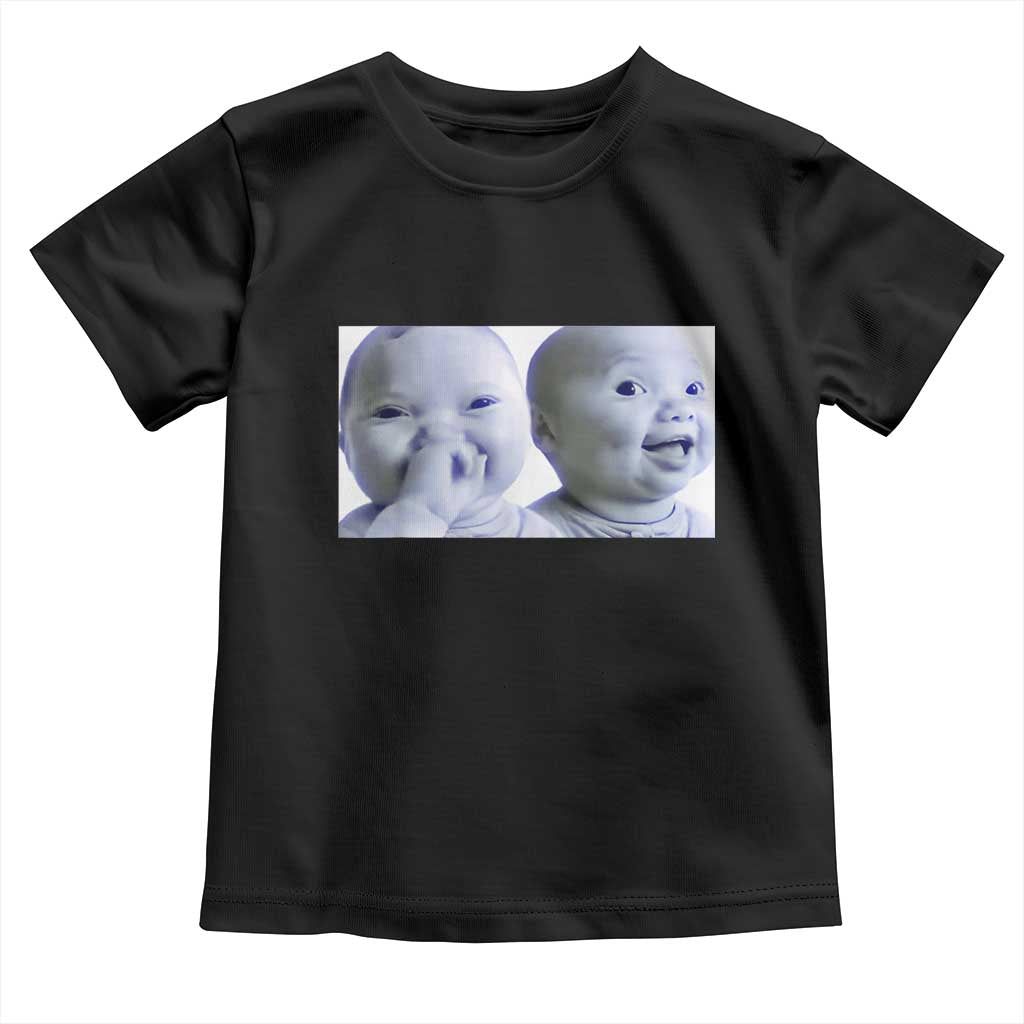 Funny Double Trouble Tuff Baby Meme Toddler T Shirt Viral AI Niche Baby Holding Laugh Duo Reaction - Wonder Print Shop