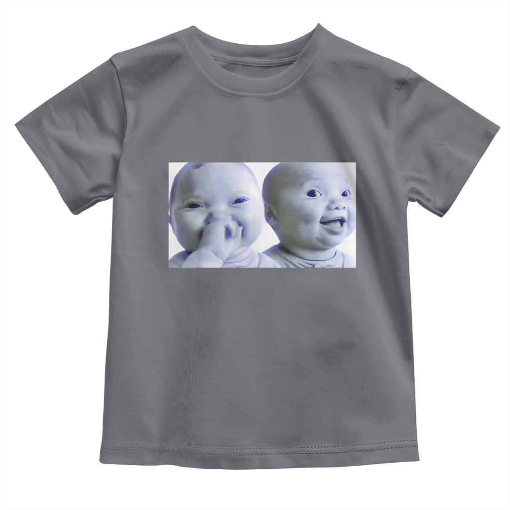 Funny Double Trouble Tuff Baby Meme Toddler T Shirt Viral AI Niche Baby Holding Laugh Duo Reaction - Wonder Print Shop