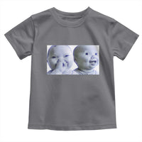 Funny Double Trouble Tuff Baby Meme Toddler T Shirt Viral AI Niche Baby Holding Laugh Duo Reaction - Wonder Print Shop