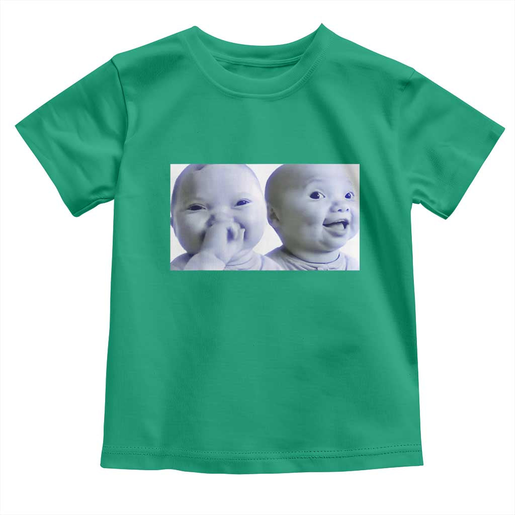 Funny Double Trouble Tuff Baby Meme Toddler T Shirt Viral AI Niche Baby Holding Laugh Duo Reaction - Wonder Print Shop