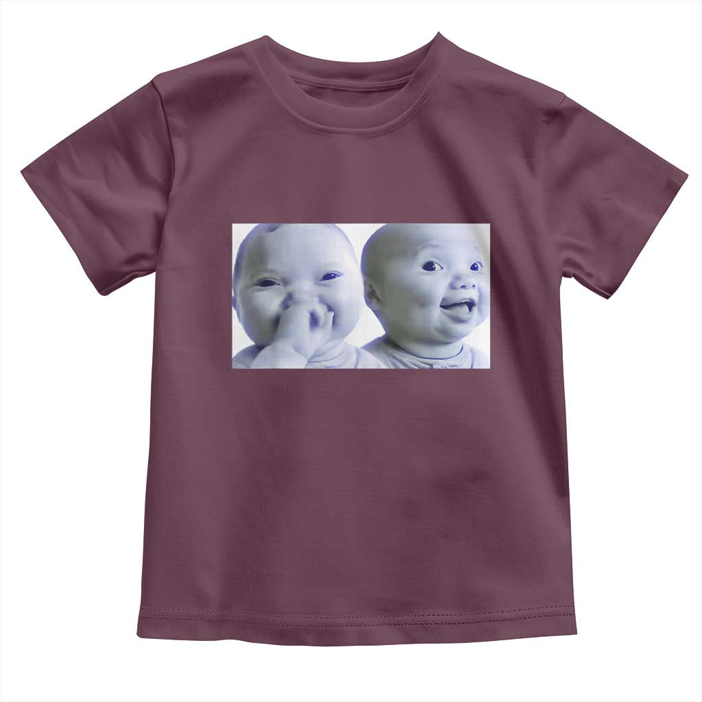 Funny Double Trouble Tuff Baby Meme Toddler T Shirt Viral AI Niche Baby Holding Laugh Duo Reaction - Wonder Print Shop
