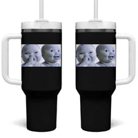Funny Double Trouble Tuff Baby Meme Tumbler With Handle Viral AI Niche Baby Holding Laugh Duo Reaction - Wonder Print Shop