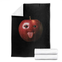 Cute Freaky Apple with Tongue Out Throw Blanket Funny Goofy AI Fruit Meme - Wonder Print Shop
