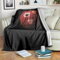 Cute Freaky Apple with Tongue Out Throw Blanket Funny Goofy AI Fruit Meme - Wonder Print Shop