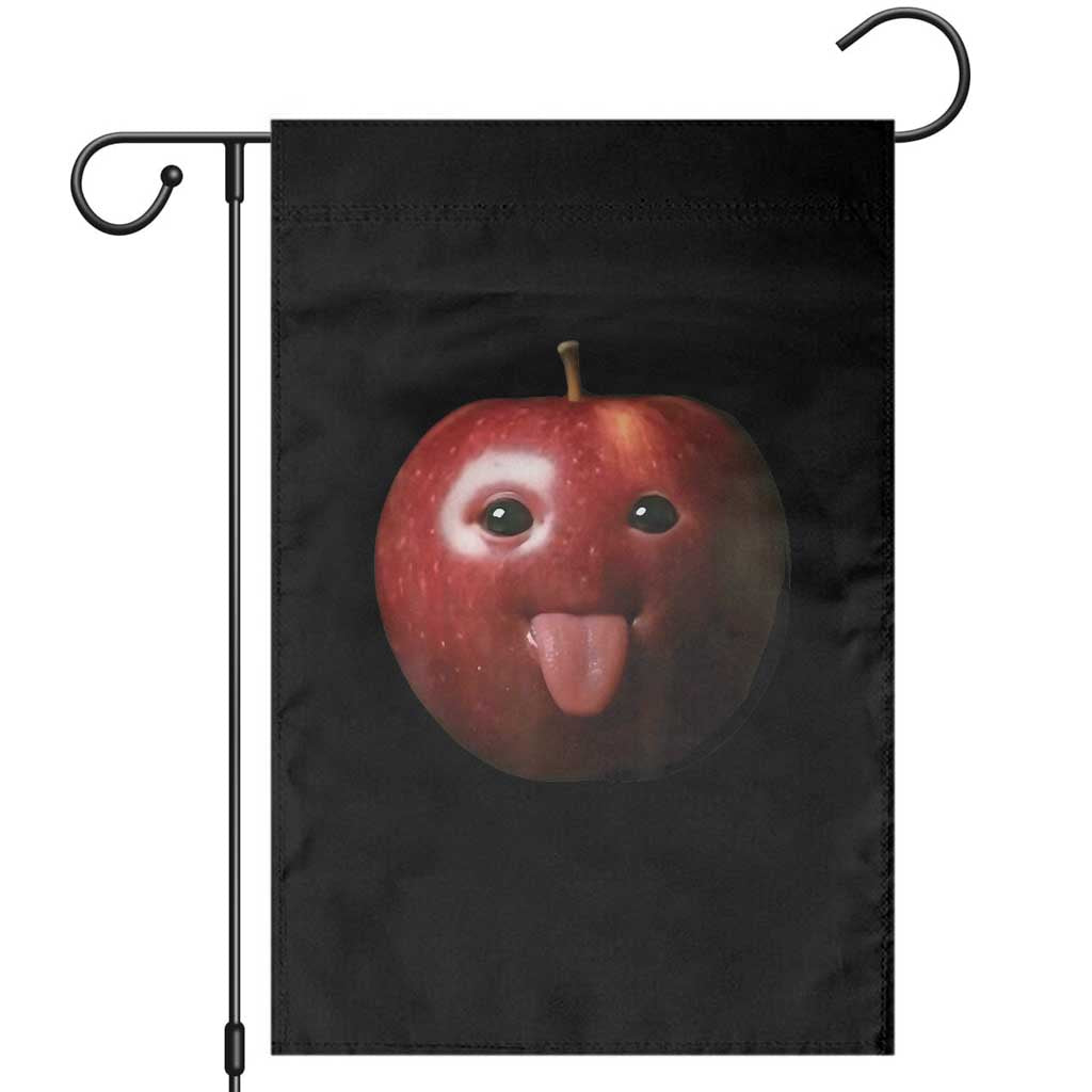 Cute Freaky Apple with Tongue Out Garden Flag Funny Goofy AI Fruit Meme - Wonder Print Shop