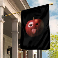 Cute Freaky Apple with Tongue Out Garden Flag Funny Goofy AI Fruit Meme - Wonder Print Shop