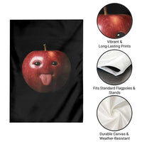 Cute Freaky Apple with Tongue Out Garden Flag Funny Goofy AI Fruit Meme - Wonder Print Shop