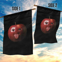 Cute Freaky Apple with Tongue Out Garden Flag Funny Goofy AI Fruit Meme - Wonder Print Shop