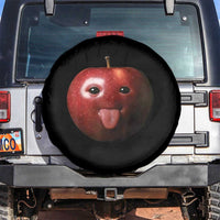 Cute Freaky Apple with Tongue Out Spare Tire Cover Funny Goofy AI Fruit Meme - Wonder Print Shop