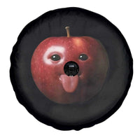Cute Freaky Apple with Tongue Out Spare Tire Cover Funny Goofy AI Fruit Meme - Wonder Print Shop