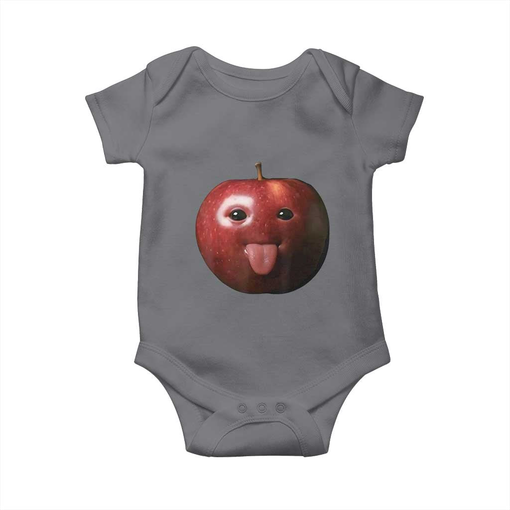 Cute Freaky Apple with Tongue Out Baby Onesie Funny Goofy AI Fruit Meme - Wonder Print Shop