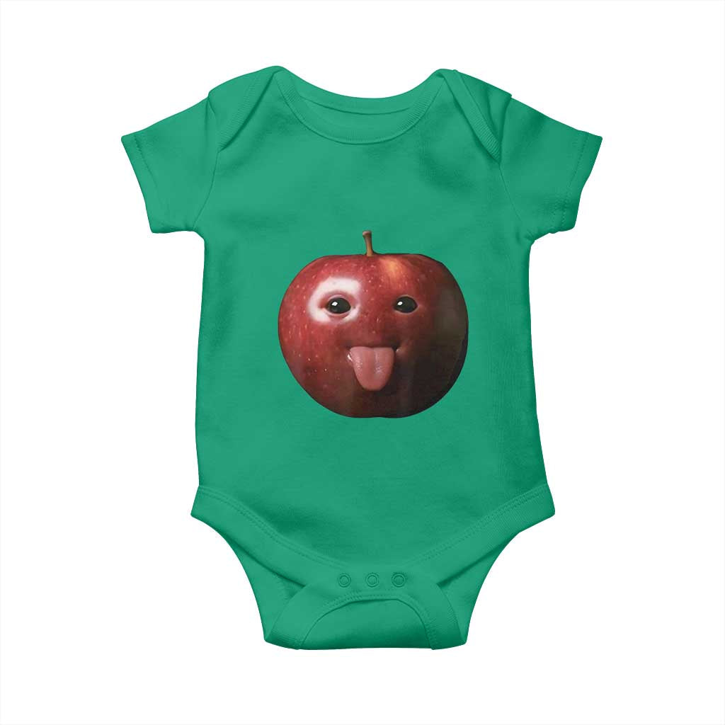 Cute Freaky Apple with Tongue Out Baby Onesie Funny Goofy AI Fruit Meme - Wonder Print Shop