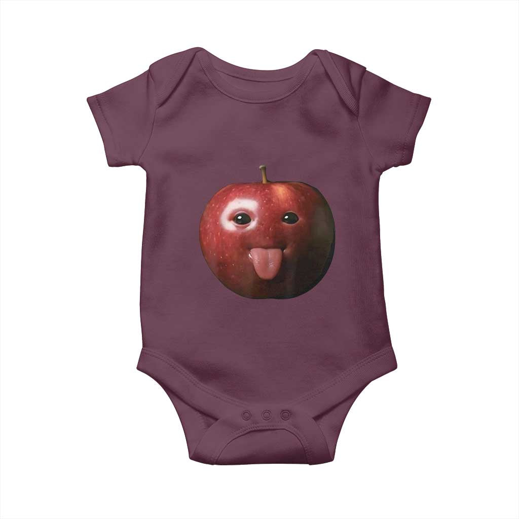 Cute Freaky Apple with Tongue Out Baby Onesie Funny Goofy AI Fruit Meme - Wonder Print Shop