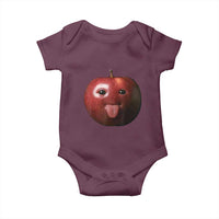 Cute Freaky Apple with Tongue Out Baby Onesie Funny Goofy AI Fruit Meme - Wonder Print Shop