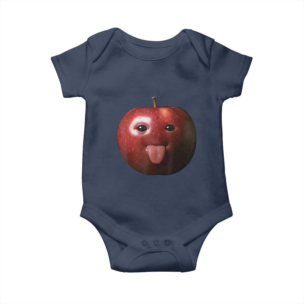 Cute Freaky Apple with Tongue Out Baby Onesie Funny Goofy AI Fruit Meme - Wonder Print Shop