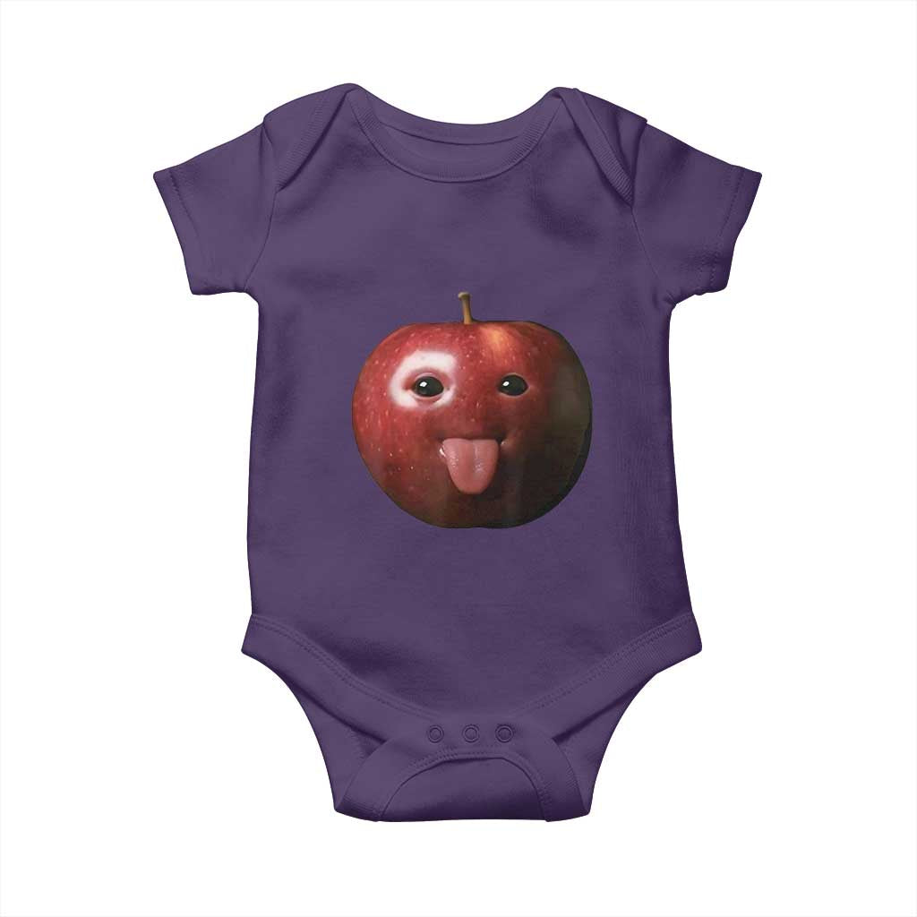 Cute Freaky Apple with Tongue Out Baby Onesie Funny Goofy AI Fruit Meme - Wonder Print Shop