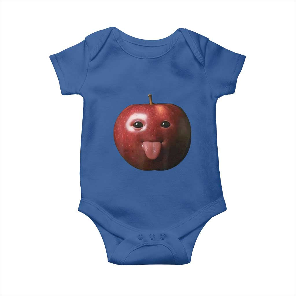 Cute Freaky Apple with Tongue Out Baby Onesie Funny Goofy AI Fruit Meme - Wonder Print Shop