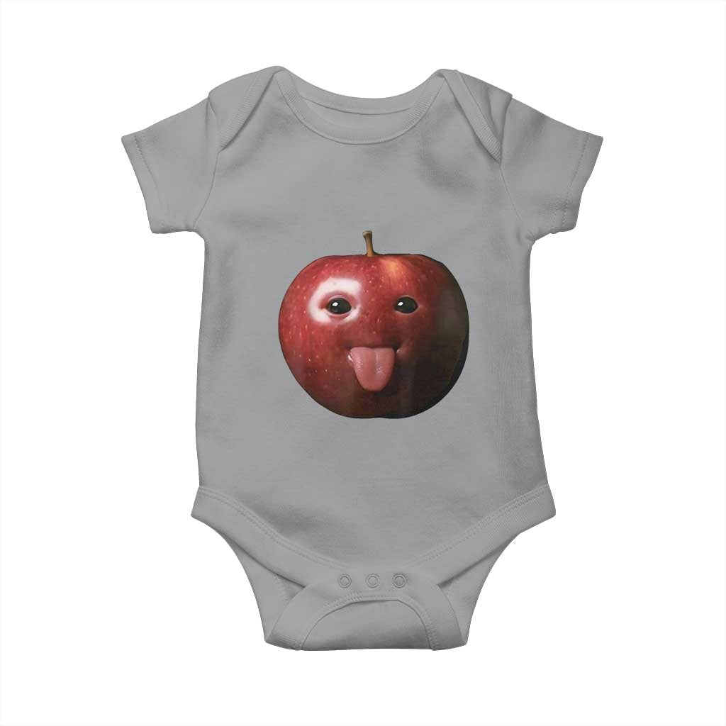 Cute Freaky Apple with Tongue Out Baby Onesie Funny Goofy AI Fruit Meme - Wonder Print Shop