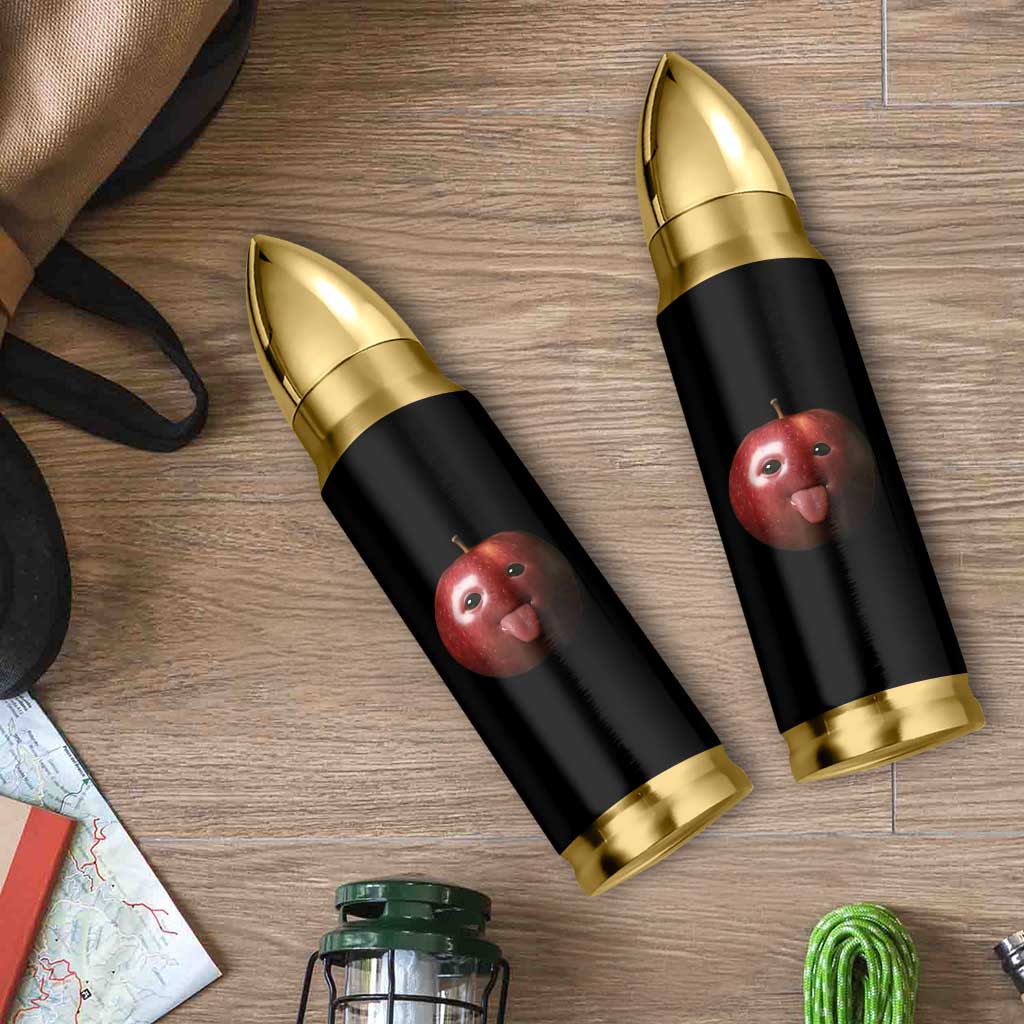 Cute Freaky Apple with Tongue Out Bullet Tumbler Funny Goofy AI Fruit Meme - Wonder Print Shop