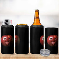 Cute Freaky Apple with Tongue Out 4 in 1 Can Cooler Tumbler Funny Goofy AI Fruit Meme - Wonder Print Shop