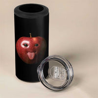 Cute Freaky Apple with Tongue Out 4 in 1 Can Cooler Tumbler Funny Goofy AI Fruit Meme - Wonder Print Shop