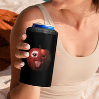 Cute Freaky Apple with Tongue Out 4 in 1 Can Cooler Tumbler Funny Goofy AI Fruit Meme - Wonder Print Shop