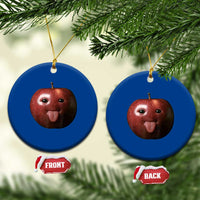 Cute Freaky Apple with Tongue Out Ceramic Ornament Funny Goofy AI Fruit Meme - Wonder Print Shop