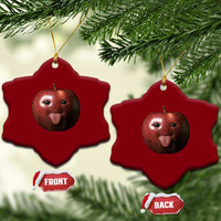 Cute Freaky Apple with Tongue Out Ceramic Ornament Funny Goofy AI Fruit Meme - Wonder Print Shop