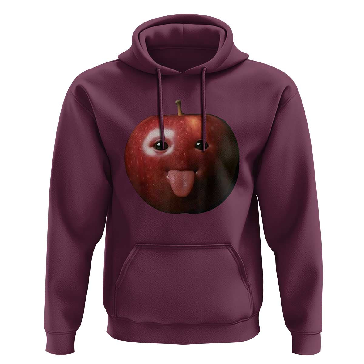Cute Freaky Apple with Tongue Out Hoodie Funny Goofy AI Fruit Meme - Wonder Print Shop