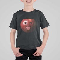 Cute Freaky Apple with Tongue Out T Shirt For Kid Funny Goofy AI Fruit Meme - Wonder Print Shop