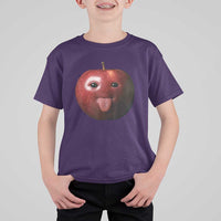 Cute Freaky Apple with Tongue Out T Shirt For Kid Funny Goofy AI Fruit Meme - Wonder Print Shop