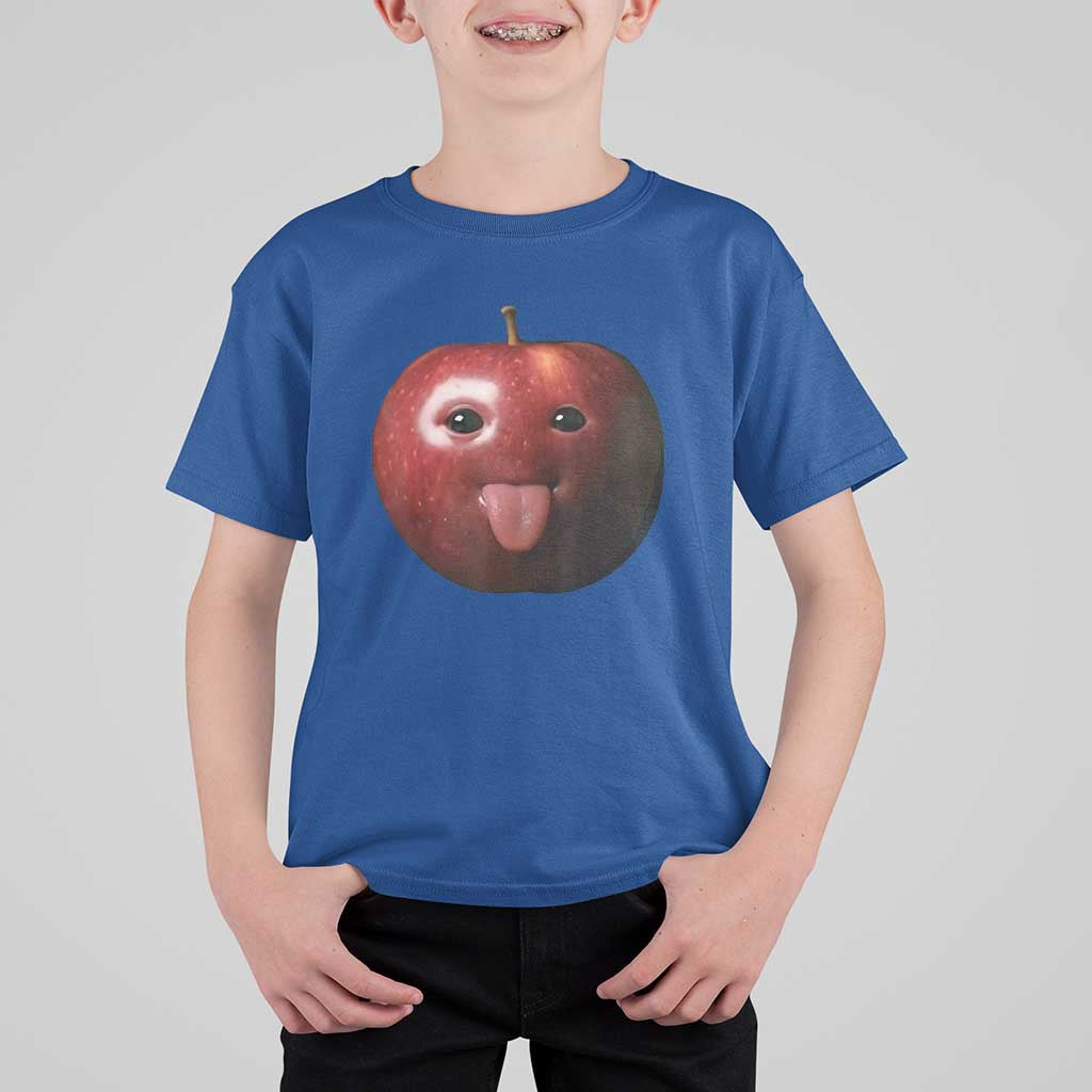 Cute Freaky Apple with Tongue Out T Shirt For Kid Funny Goofy AI Fruit Meme - Wonder Print Shop