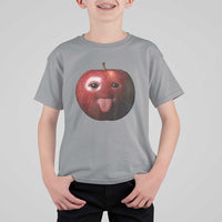 Cute Freaky Apple with Tongue Out T Shirt For Kid Funny Goofy AI Fruit Meme - Wonder Print Shop