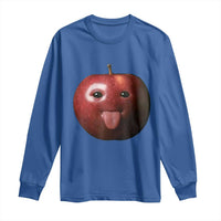 Cute Freaky Apple with Tongue Out Long Sleeve Shirt Funny Goofy AI Fruit Meme - Wonder Print Shop