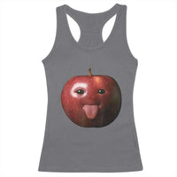 Cute Freaky Apple with Tongue Out Racerback Tank Top Funny Goofy AI Fruit Meme - Wonder Print Shop