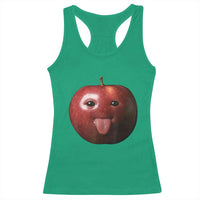 Cute Freaky Apple with Tongue Out Racerback Tank Top Funny Goofy AI Fruit Meme - Wonder Print Shop