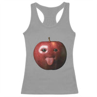 Cute Freaky Apple with Tongue Out Racerback Tank Top Funny Goofy AI Fruit Meme - Wonder Print Shop