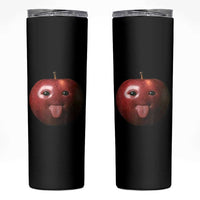 Cute Freaky Apple with Tongue Out Skinny Tumbler Funny Goofy AI Fruit Meme - Wonder Print Shop