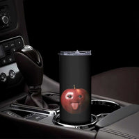 Cute Freaky Apple with Tongue Out Skinny Tumbler Funny Goofy AI Fruit Meme - Wonder Print Shop