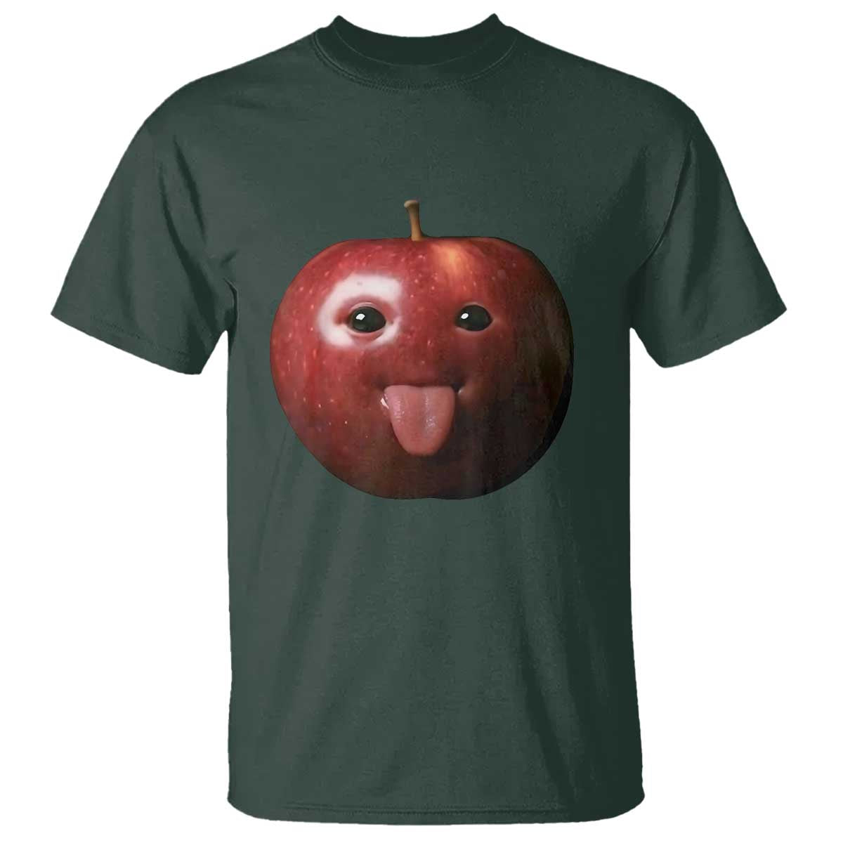 Cute Freaky Apple with Tongue Out T Shirt Funny Goofy AI Fruit Meme - Wonder Print Shop