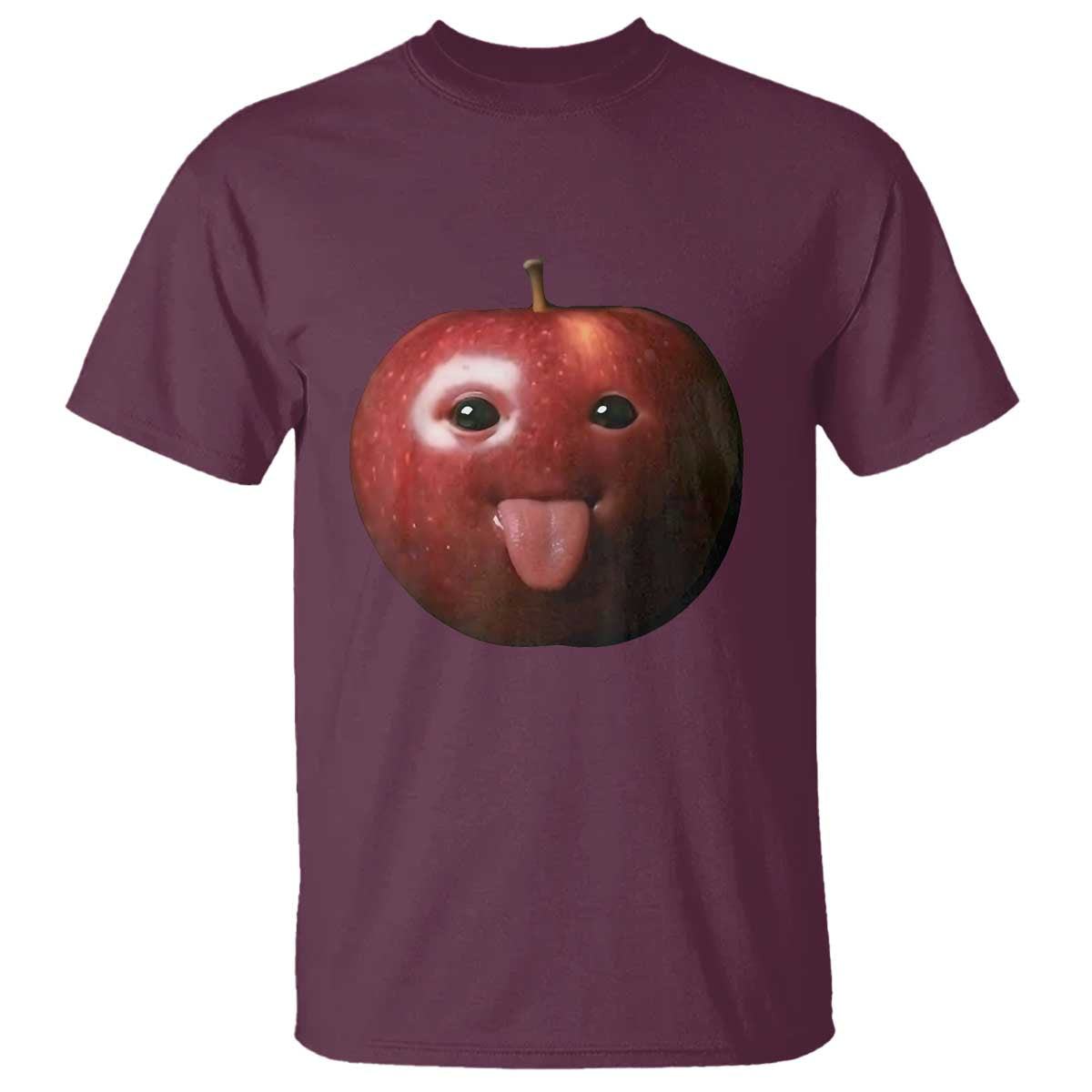 Cute Freaky Apple with Tongue Out T Shirt Funny Goofy AI Fruit Meme - Wonder Print Shop