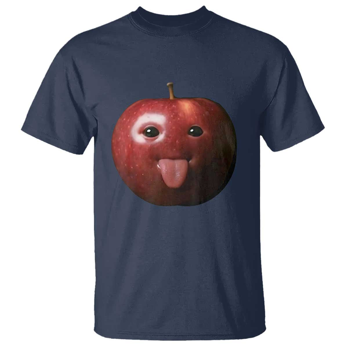 Cute Freaky Apple with Tongue Out T Shirt Funny Goofy AI Fruit Meme - Wonder Print Shop