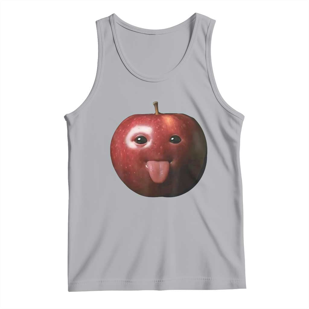 Cute Freaky Apple with Tongue Out Tank Top Funny Goofy AI Fruit Meme - Wonder Print Shop