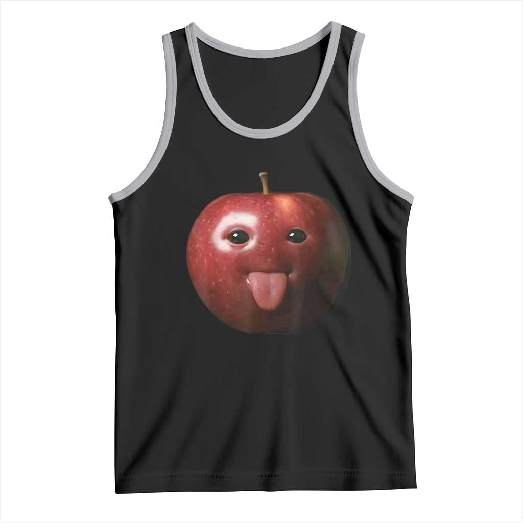 Cute Freaky Apple with Tongue Out Tank Top Funny Goofy AI Fruit Meme - Wonder Print Shop